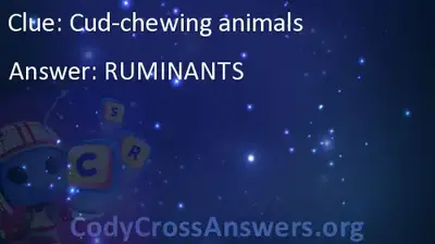 Cud-chewing animals Answers 